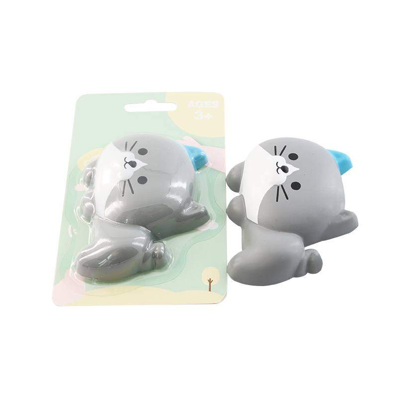 Blue-eared grey cat book sticker